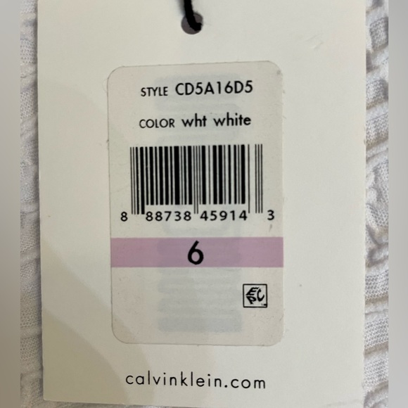 CALVIN KLEIN- NWT, Sz 6 Sleeveless, Solid White Dress With Textured Pattern - Picture 11 of 12